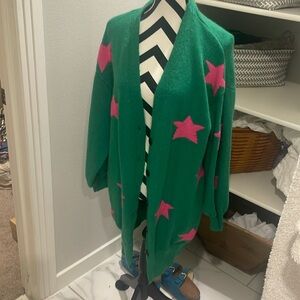 Size M green pink star cardigan